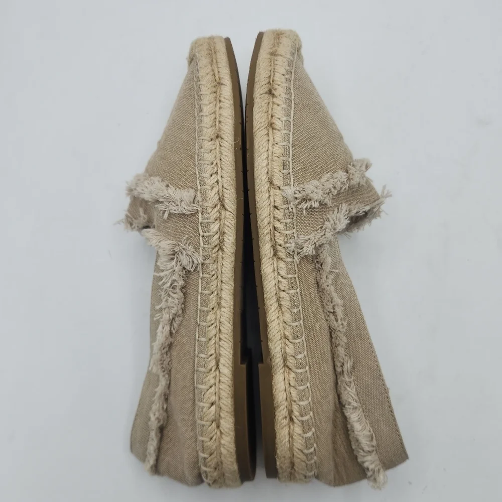 JOIE Vivienne Fringed Canvas Espadrilles Flats In Flax Size Eur 38.5 / US 8